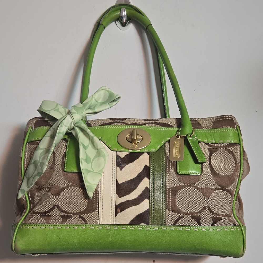Coach Green and Brown Shoulder Bag